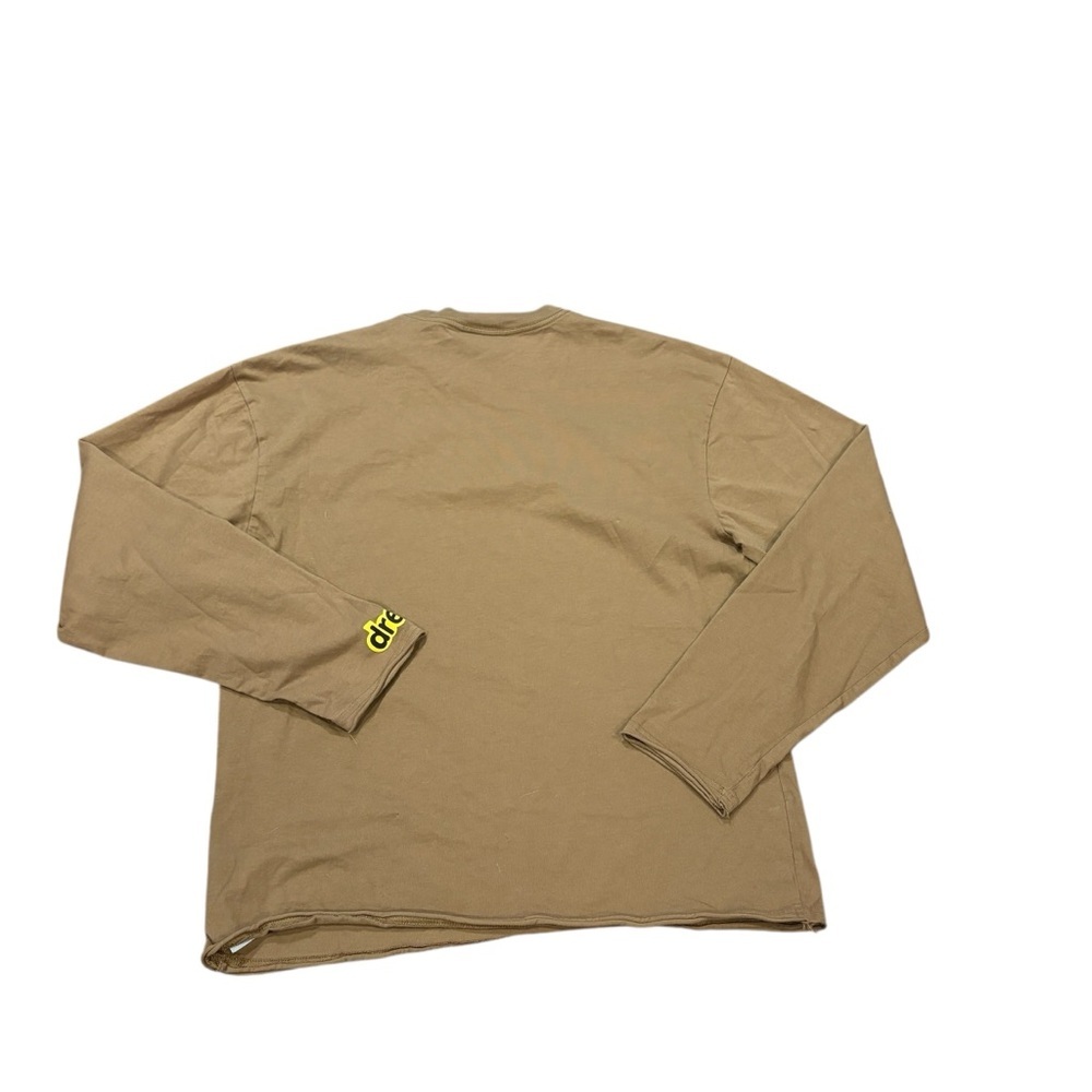 Drew House Mens Top T-Shirt Tan Long Sleeve Logo Justin Bieber Sz. S - Picture 4 of 5